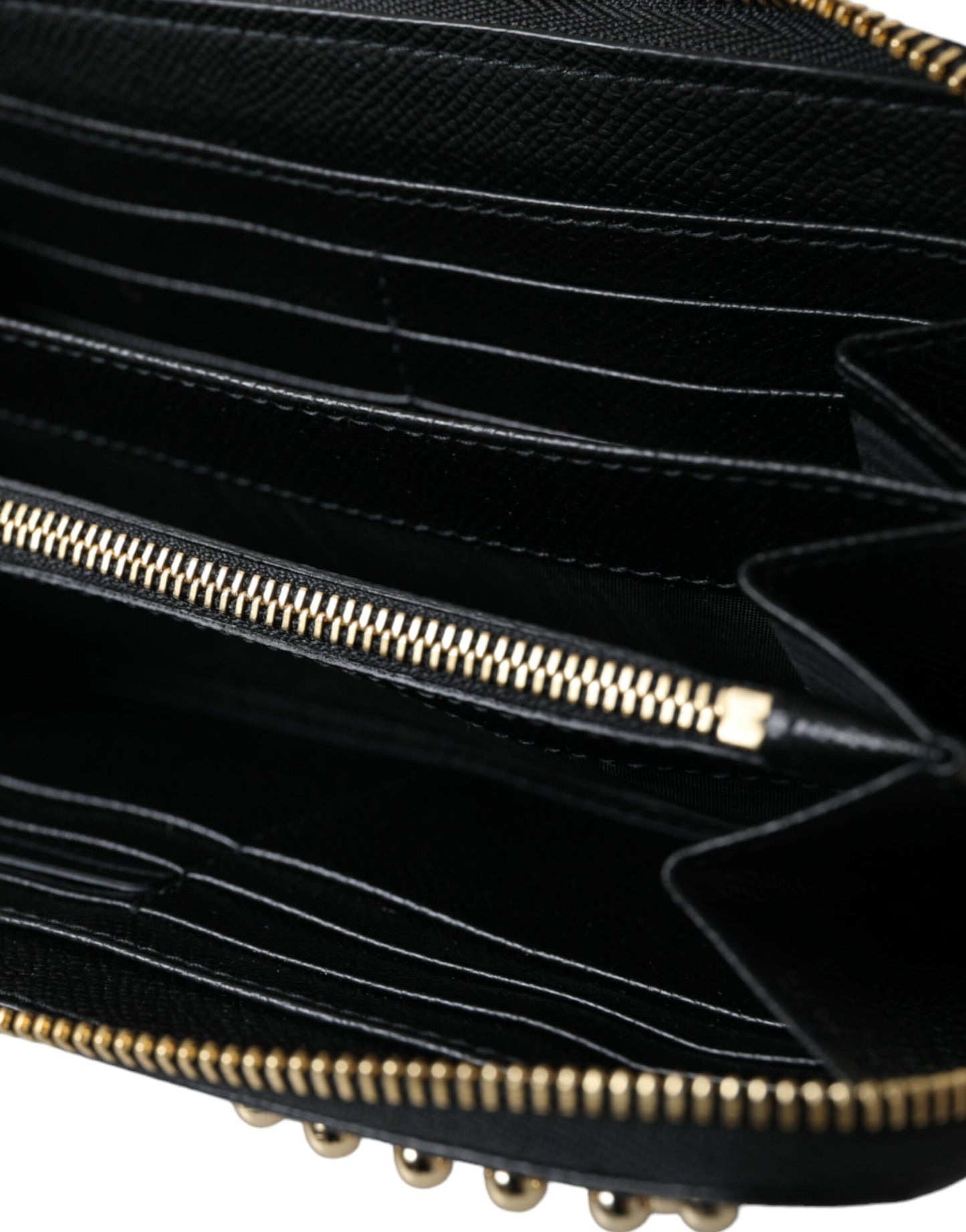 Dolce &amp; Gabbana Schwarz Blau Leder #DGFAMILY Reißverschluss Continental Herren Geldbörse