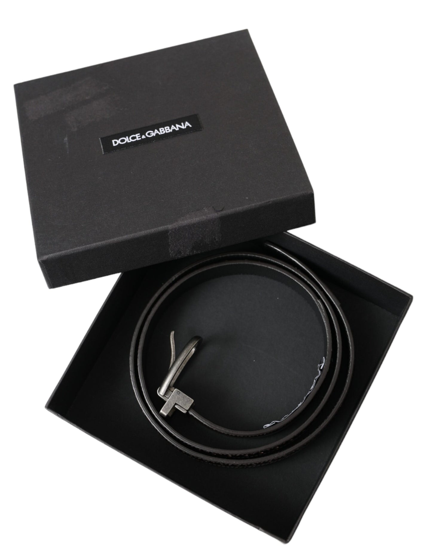 Dolce &amp; Gabbana Gürtel aus perforiertem Leder in Dunkelbraun mit Metallschnalle Herren