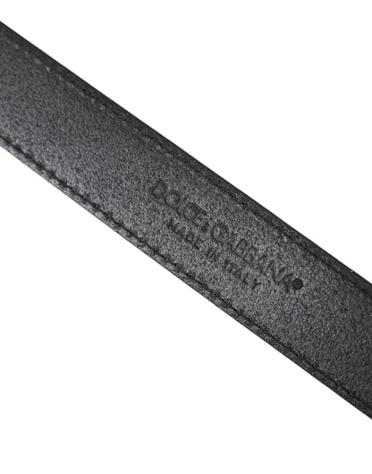 Dolce &amp; Gabbana – Grüner Ledergürtel aus Jacquard mit silberner Metallschnalle