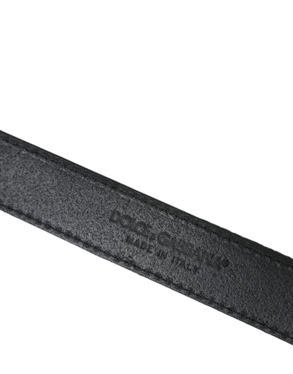 Dolce &amp; Gabbana – Gürtel mit schwarzer Jacquard-Streifen und silberner Metallschnalle