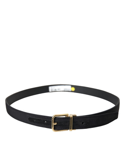 Dolce &amp; Gabbana – Schwarzer Grosgrain-Gürtel mit goldener Metallschnalle – Herren