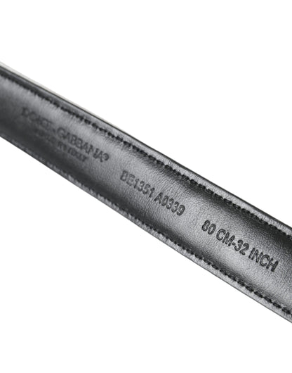 Dolce &amp; Gabbana Schwarz-weißer Patchwork-Gürtel mit goldener Metallschnalle