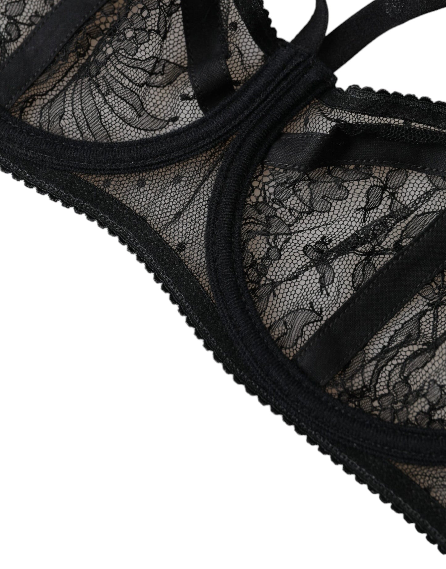 Dolce &amp; Gabbana – Balconcino-BH aus Nylon mit Blumenspitze in Schwarz