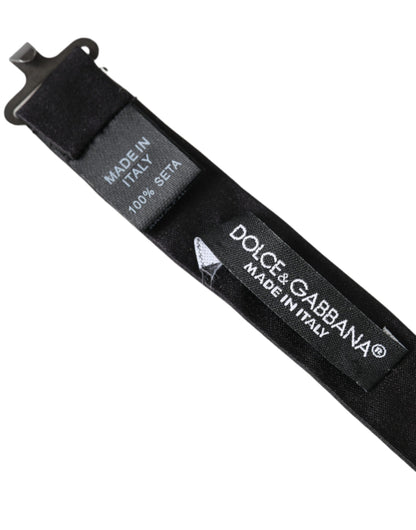 Dolce &amp; Gabbana Dunkelgraue Herrenfliege aus Seide mit verstellbarem Hals