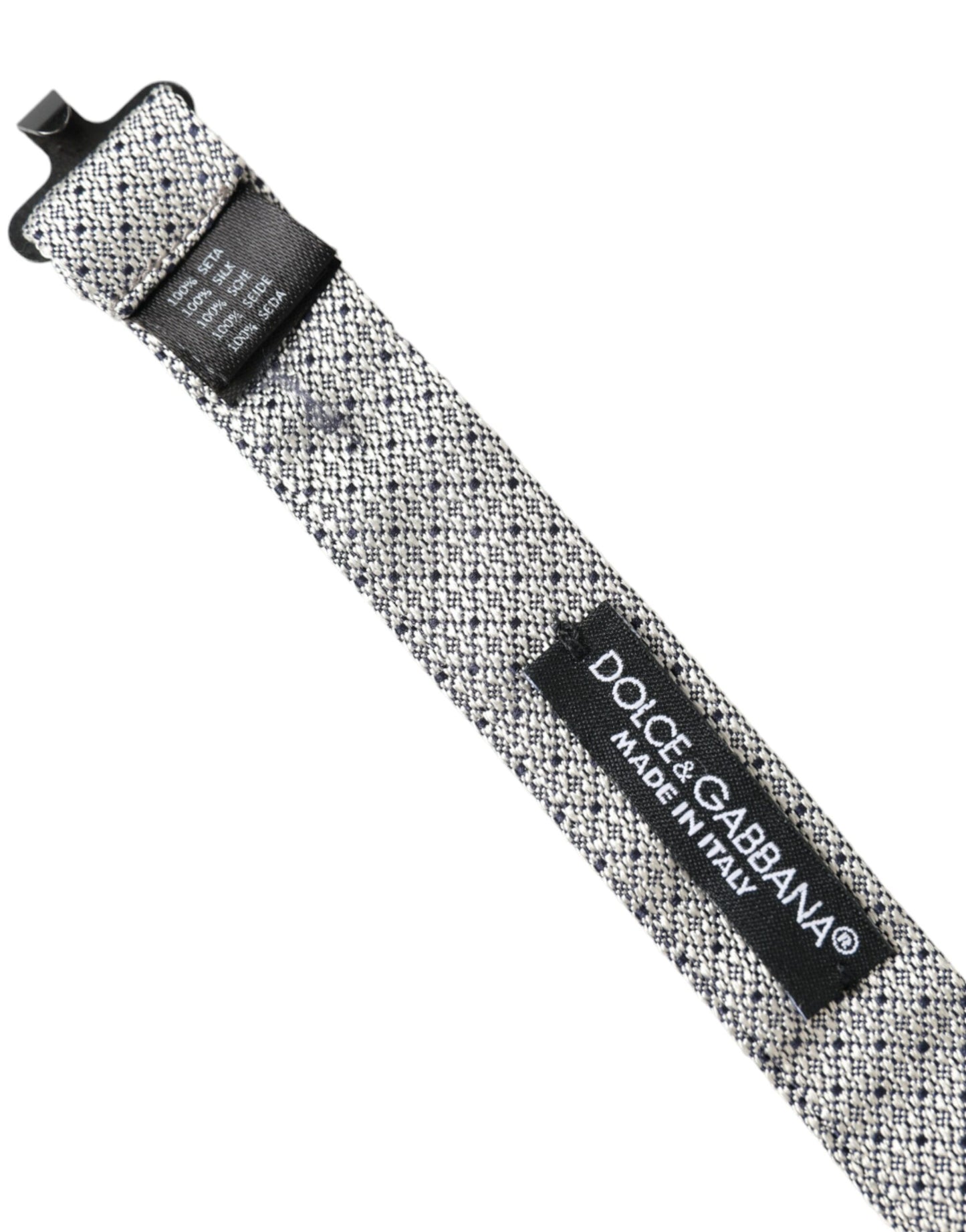 Dolce &amp; Gabbana Graue Herrenfliege aus Seide mit verstellbarem Hals
