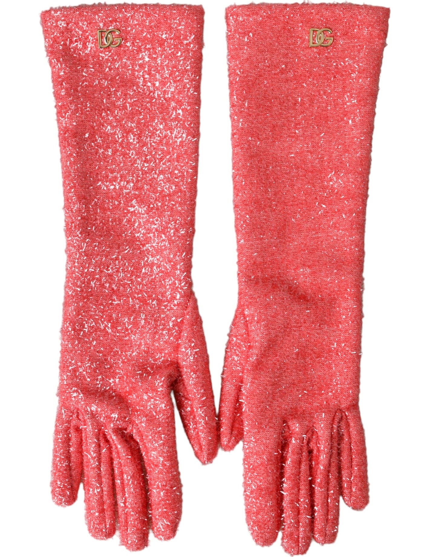 Dolce &amp; Gabbana – Rosa Lurex Fantasia – Mittellange Handschuhe