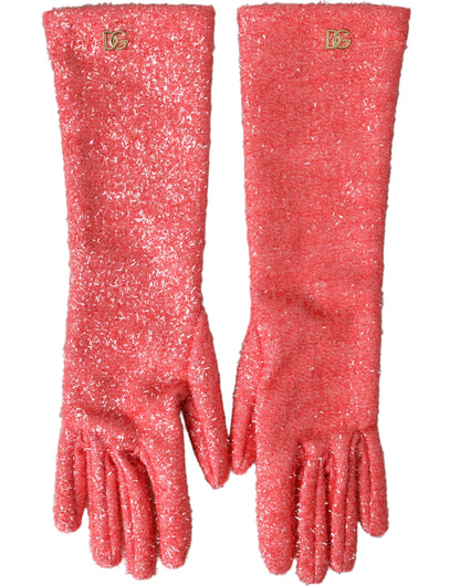 Dolce &amp; Gabbana – Rosa Lurex Fantasia – Mittellange Handschuhe