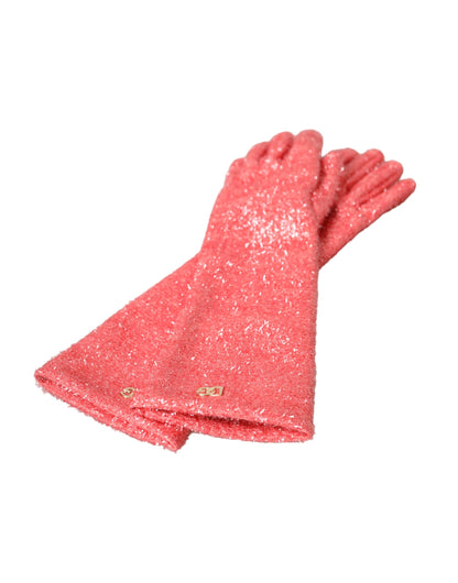 Dolce &amp; Gabbana – Rosa Lurex Fantasia – Mittellange Handschuhe