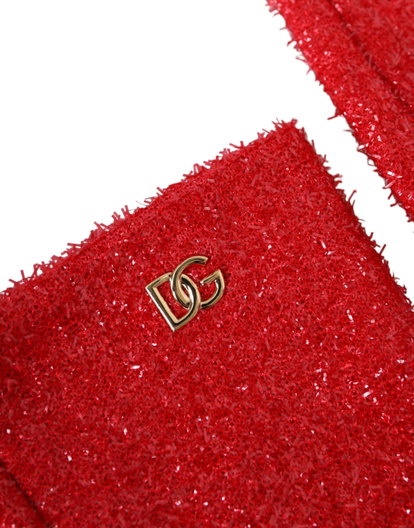 Dolce &amp; Gabbana – Rote Lurex-Fantasia-Handschuhe in Mittelarmlänge