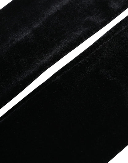 Dolce &amp; Gabbana – Lange, fingerlose Handschuhe aus Nylon in Schwarz mit Ellenbogenpartie