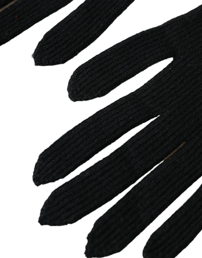 Dolce &amp; Gabbana – Schwarze, ellbogenlange Strickhandschuhe aus Kaschmir