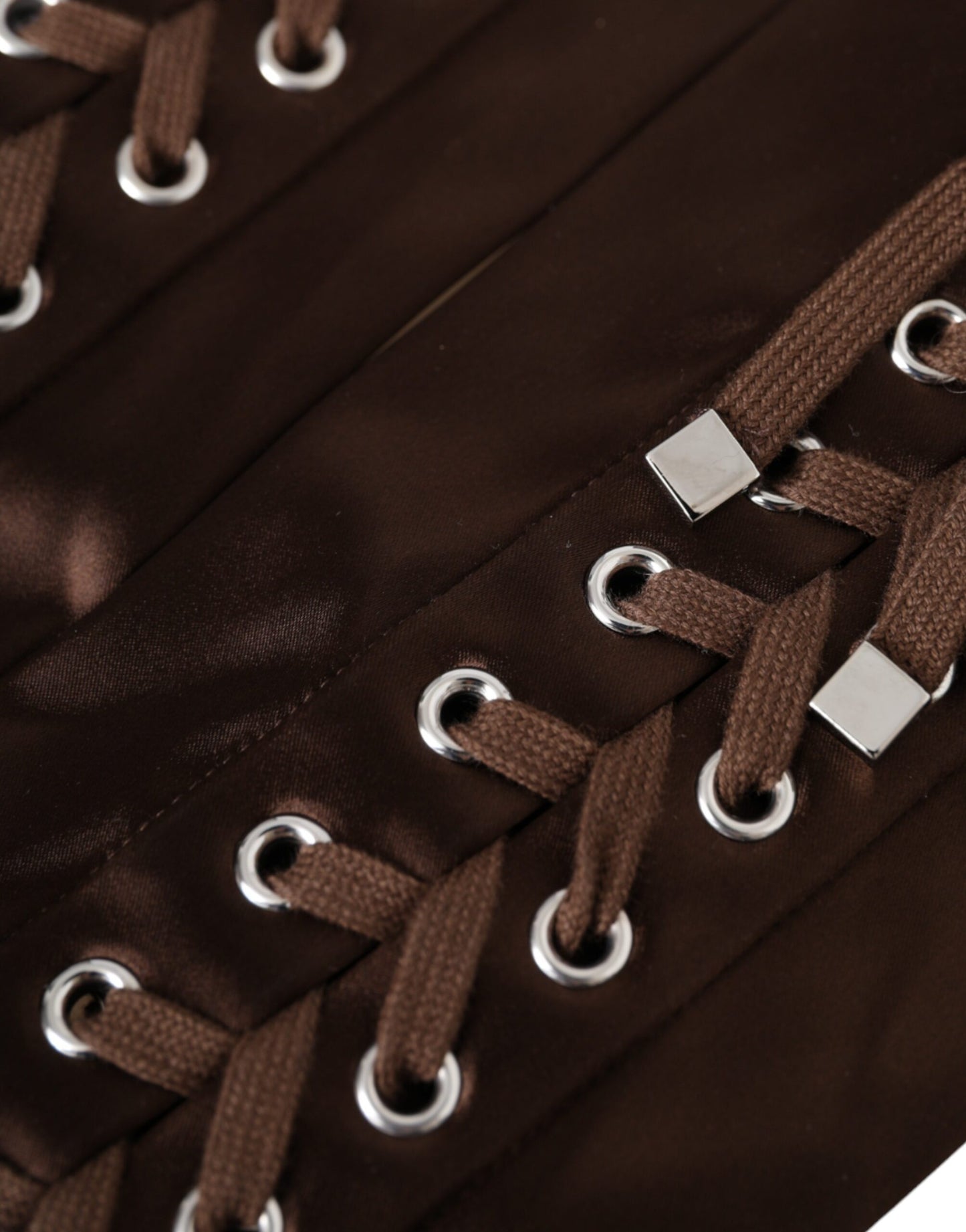 Dolce &amp; Gabbana – Fingerlose Handschuhe aus braunem Acetat mit Schnürung