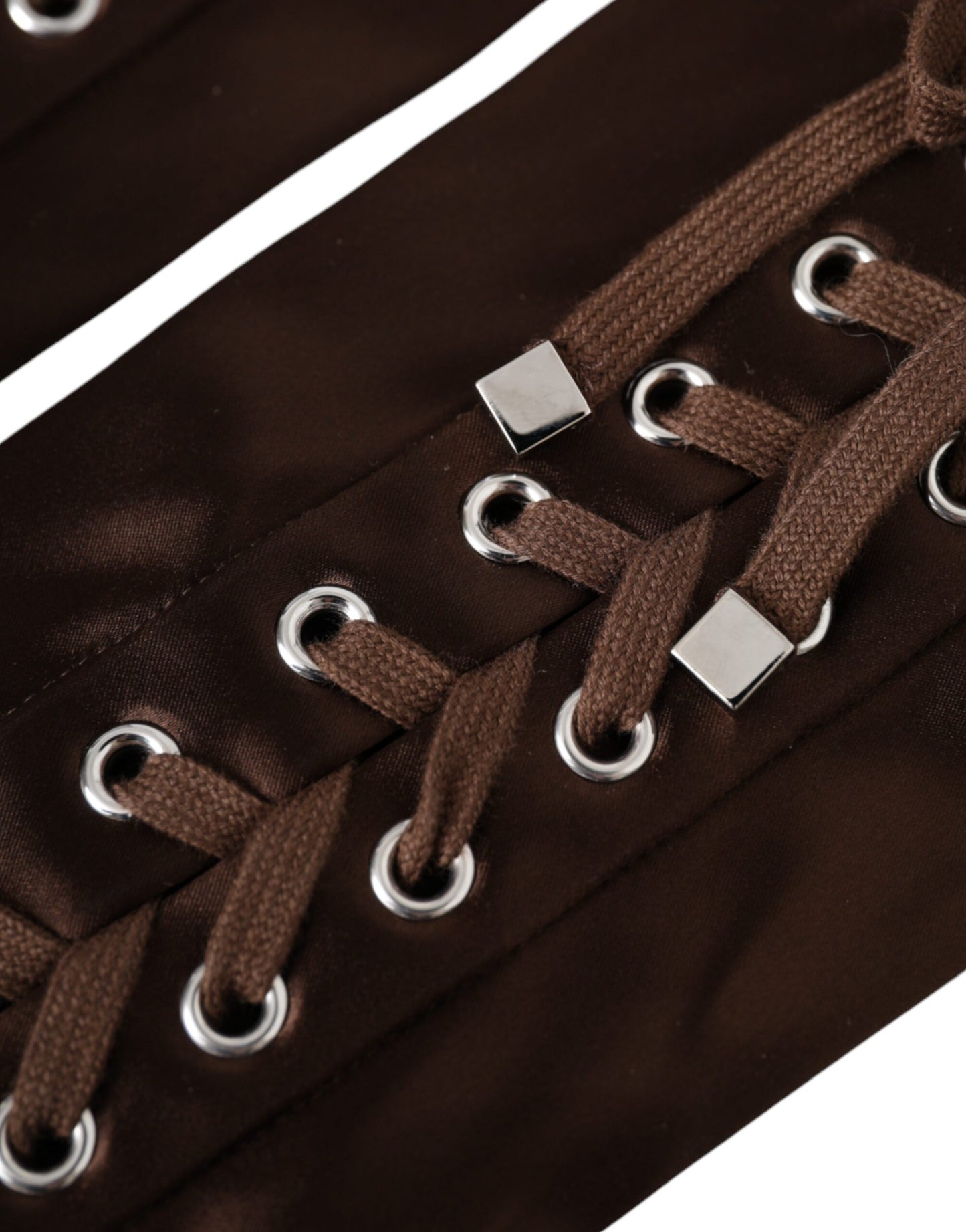 Dolce &amp; Gabbana – Fingerlose Handschuhe aus braunem Acetat mit Schnürung