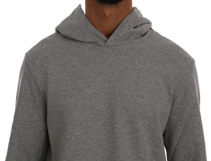 Daniele Alessandrini Grauer Pullover mit Kapuze aus Baumwolle