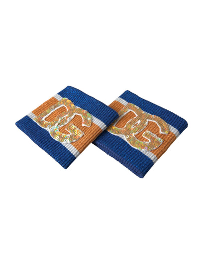 Dolce &amp; Gabbana – Viskose-Armband mit mehrfarbigem Logo und Pailletten