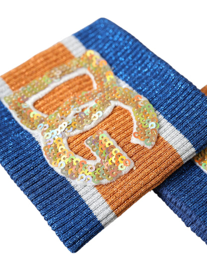 Dolce &amp; Gabbana – Viskose-Armband mit mehrfarbigem Logo und Pailletten