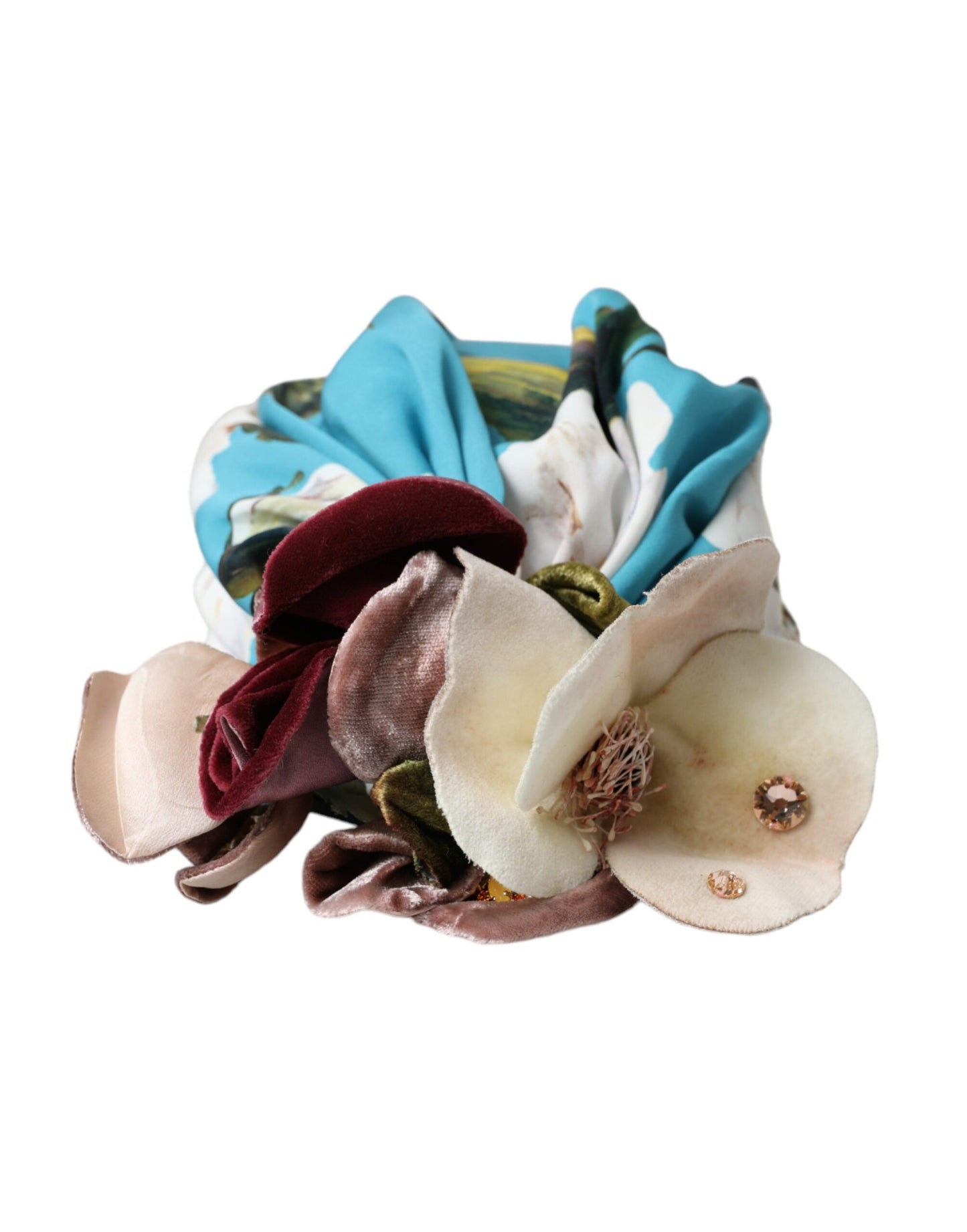 Dolce &amp; Gabbana Damen Turbanhut mit Blumenmotiv in Blau