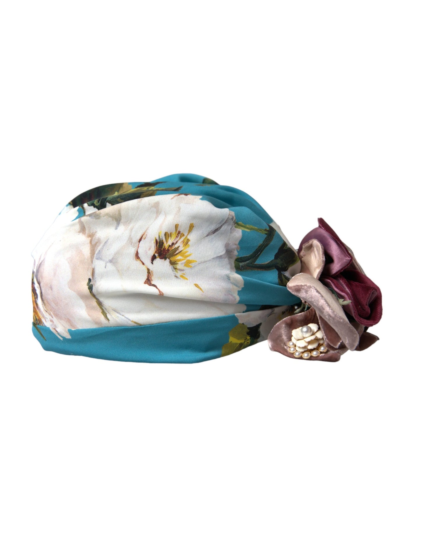 Dolce &amp; Gabbana Damen Turbanhut mit Blumenmotiv in Blau