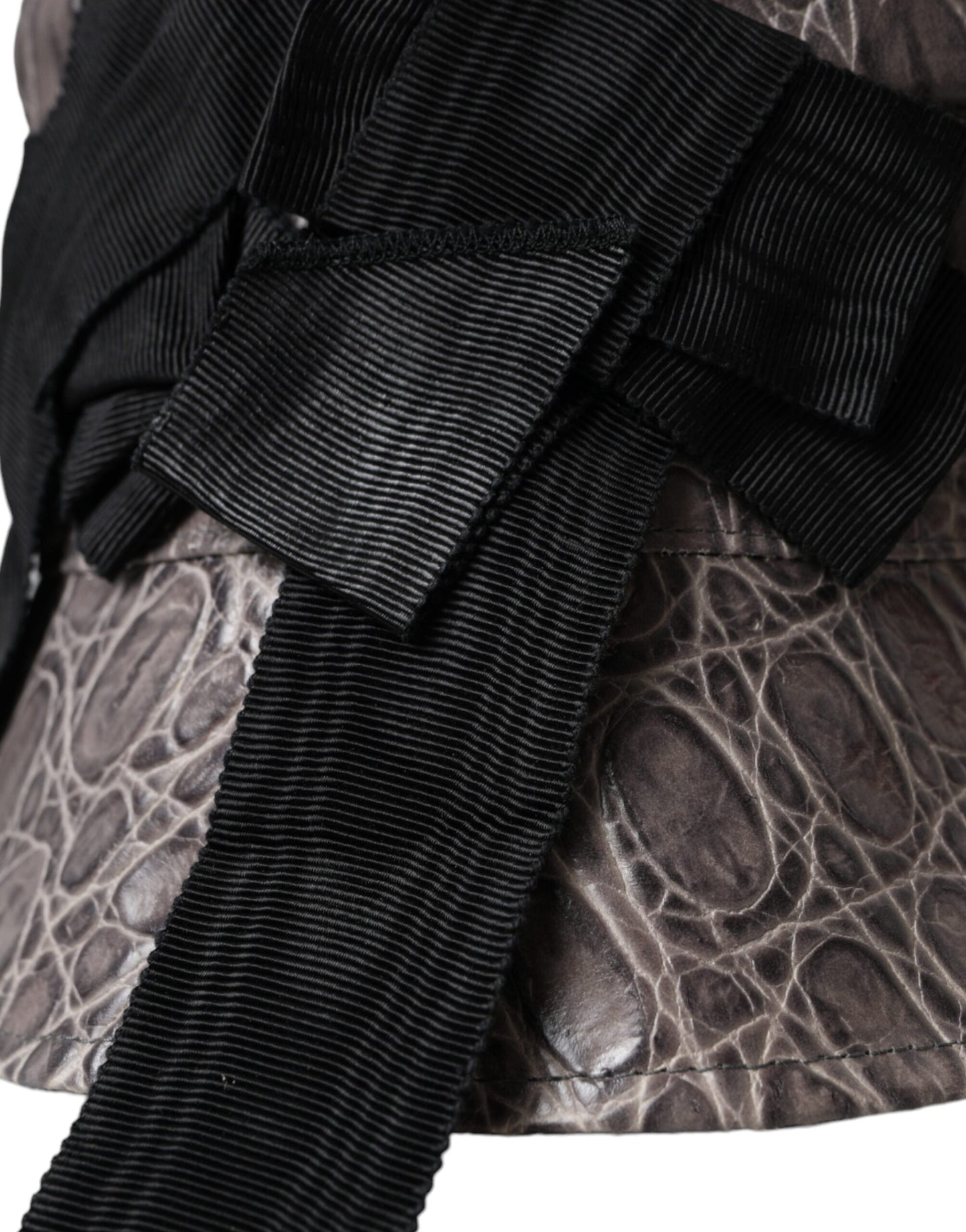 Dolce &amp; Gabbana – Fischerhut aus schwarz-grau gemustertem Leder