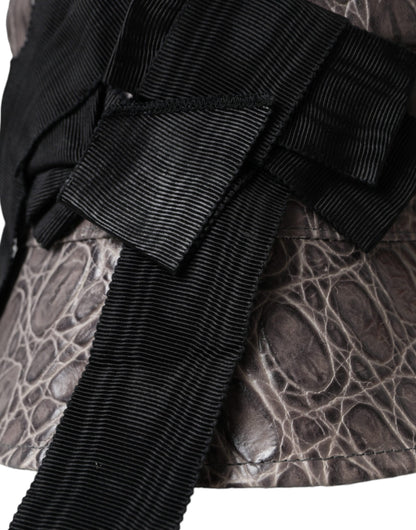 Dolce &amp; Gabbana – Fischerhut aus schwarz-grau gemustertem Leder