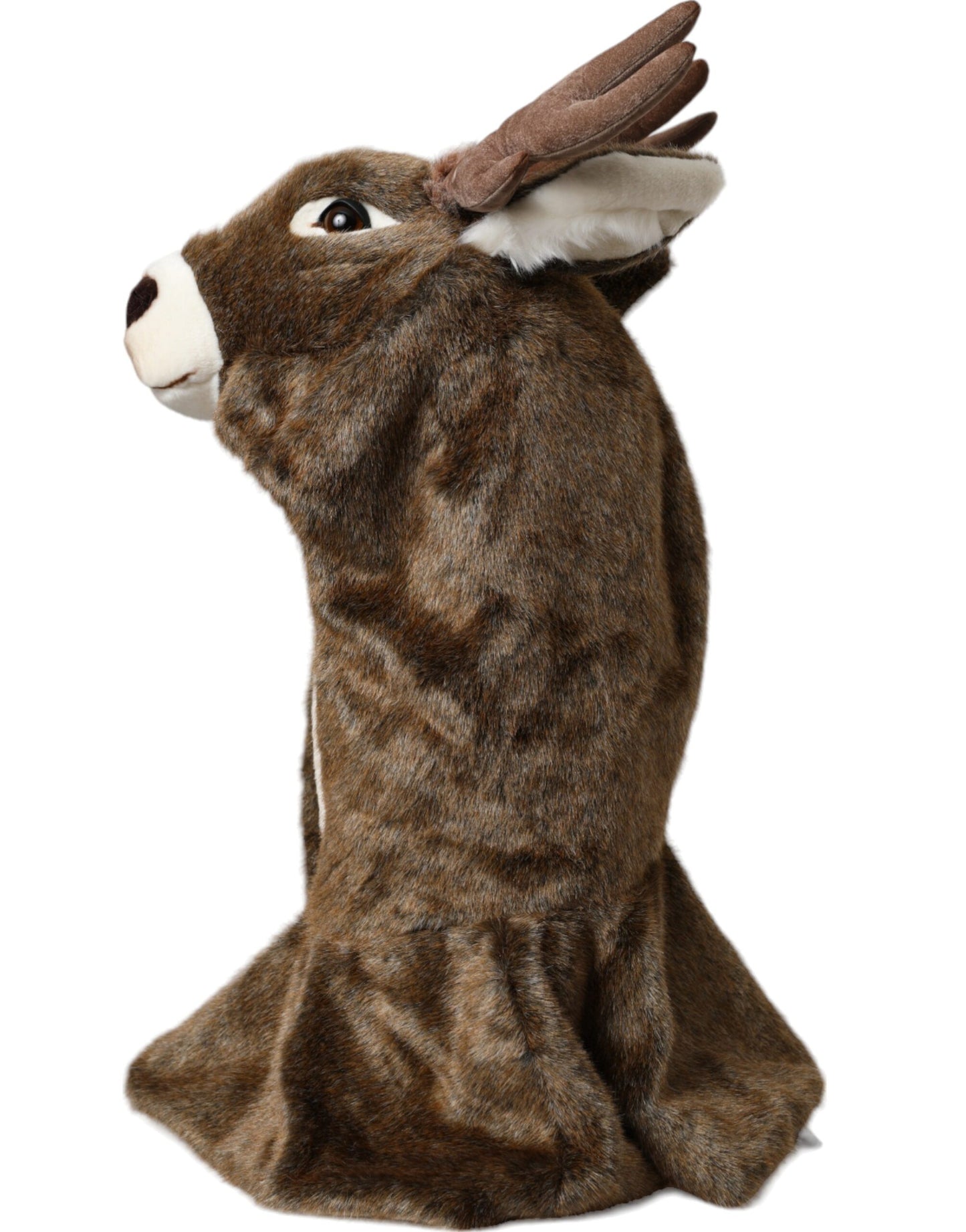 Dolce &amp; Gabbana – Braune Mütze aus Kunstpelz mit Hirschmotiv