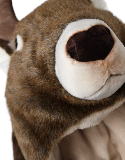 Dolce &amp; Gabbana – Braune Mütze aus Kunstpelz mit Hirschmotiv