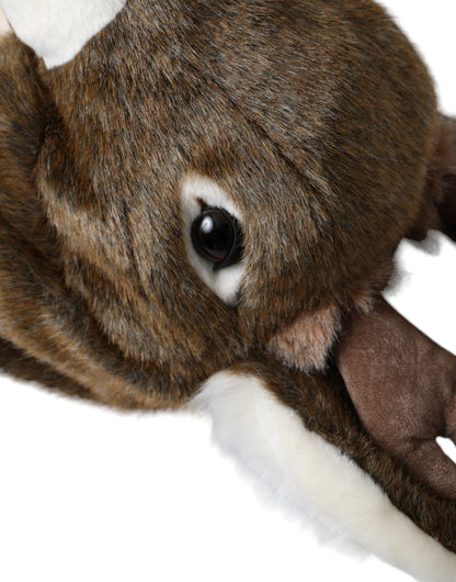 Dolce &amp; Gabbana – Braune Mütze aus Kunstpelz mit Hirschmotiv