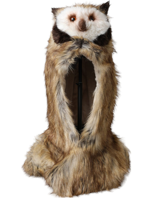 قبعة دولتشي آند غابانا بنية اللون من الفرو الصناعي بغطاء كامل للرأس