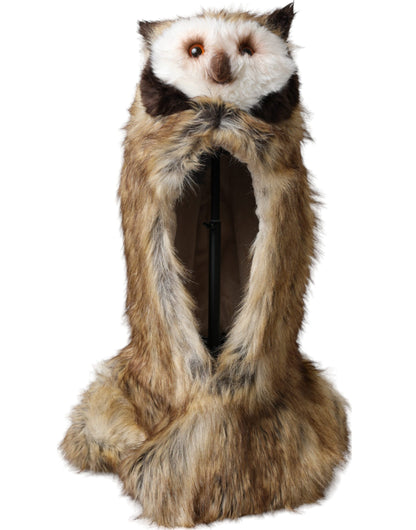 قبعة دولتشي آند غابانا بنية اللون من الفرو الصناعي بغطاء كامل للرأس