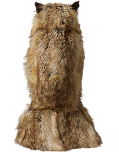 قبعة دولتشي آند غابانا بنية اللون من الفرو الصناعي بغطاء كامل للرأس