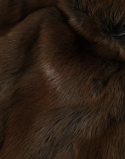 قبعة دولتشي آند غابانا النسائية المصنوعة من فرو ابن عرس البني من الكشمير