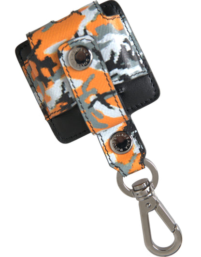 Dolce &amp; Gabbana Airpods-Hülle aus Leder und Metall mit mehrfarbigem Camouflage-Print