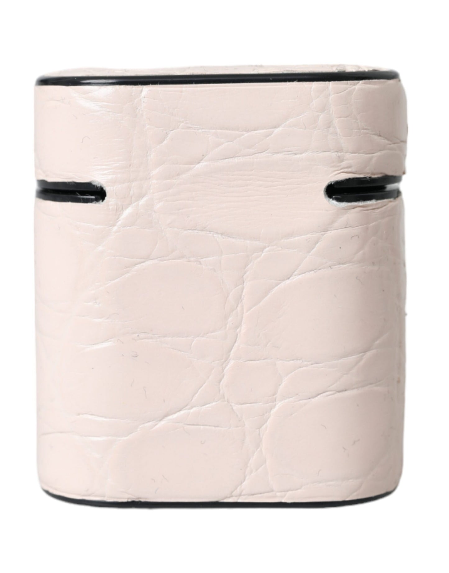 Dolce &amp; Gabbana – Airpods-Hülle aus hellrosa Leder mit Metall-Logoplakette