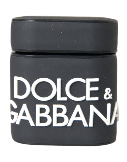Dolce &amp; Gabbana – Airpods-Hülle aus Silikon mit geprägtem Logo in Schwarz und Weiß