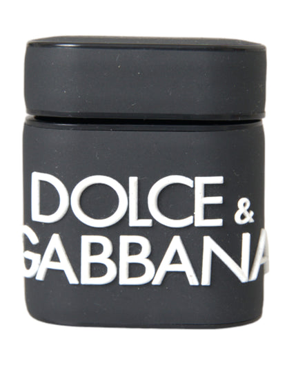 Dolce &amp; Gabbana – Airpods-Hülle aus Silikon mit geprägtem Logo in Schwarz und Weiß