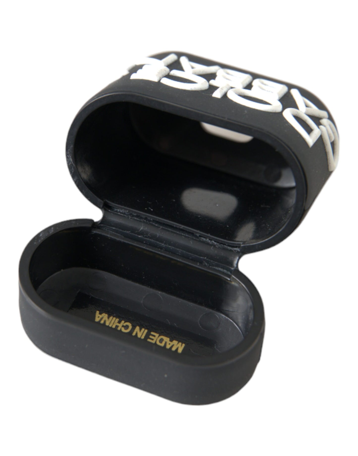 Dolce &amp; Gabbana – Airpods-Hülle aus Silikon mit geprägtem Logo in Schwarz und Weiß