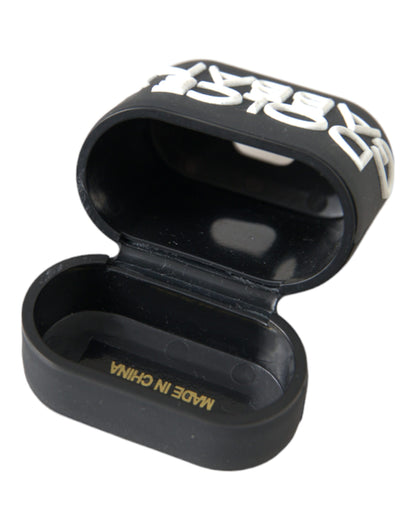 Dolce &amp; Gabbana – Airpods-Hülle aus Silikon mit geprägtem Logo in Schwarz und Weiß