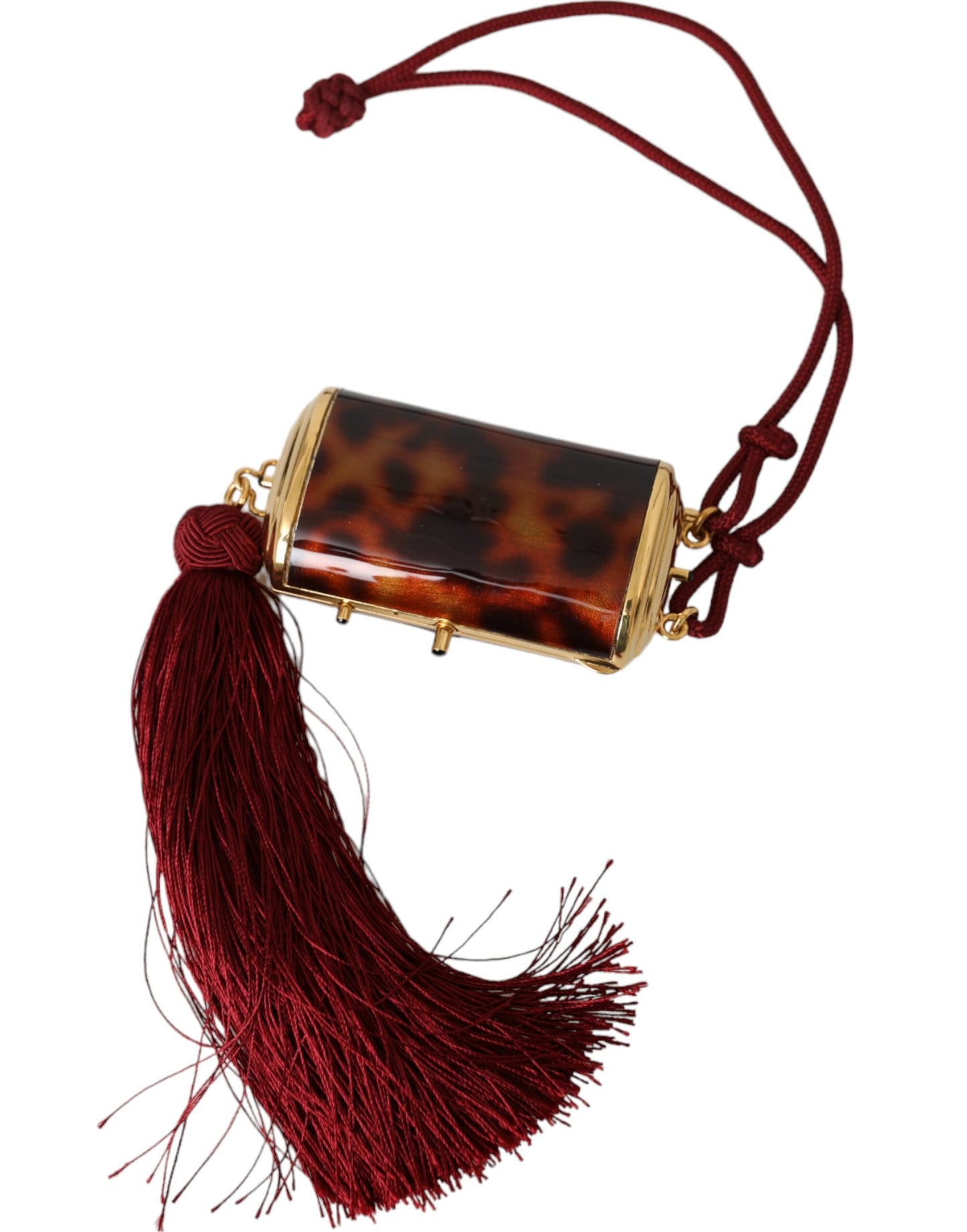 Dolce &amp; Gabbana – Make-up-Tasche mit Mini-Spiegel und Quaste in Braun mit Leopardenmuster