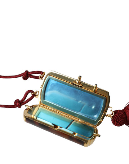 Dolce &amp; Gabbana – Make-up-Tasche mit Mini-Spiegel und Quaste in Braun mit Leopardenmuster