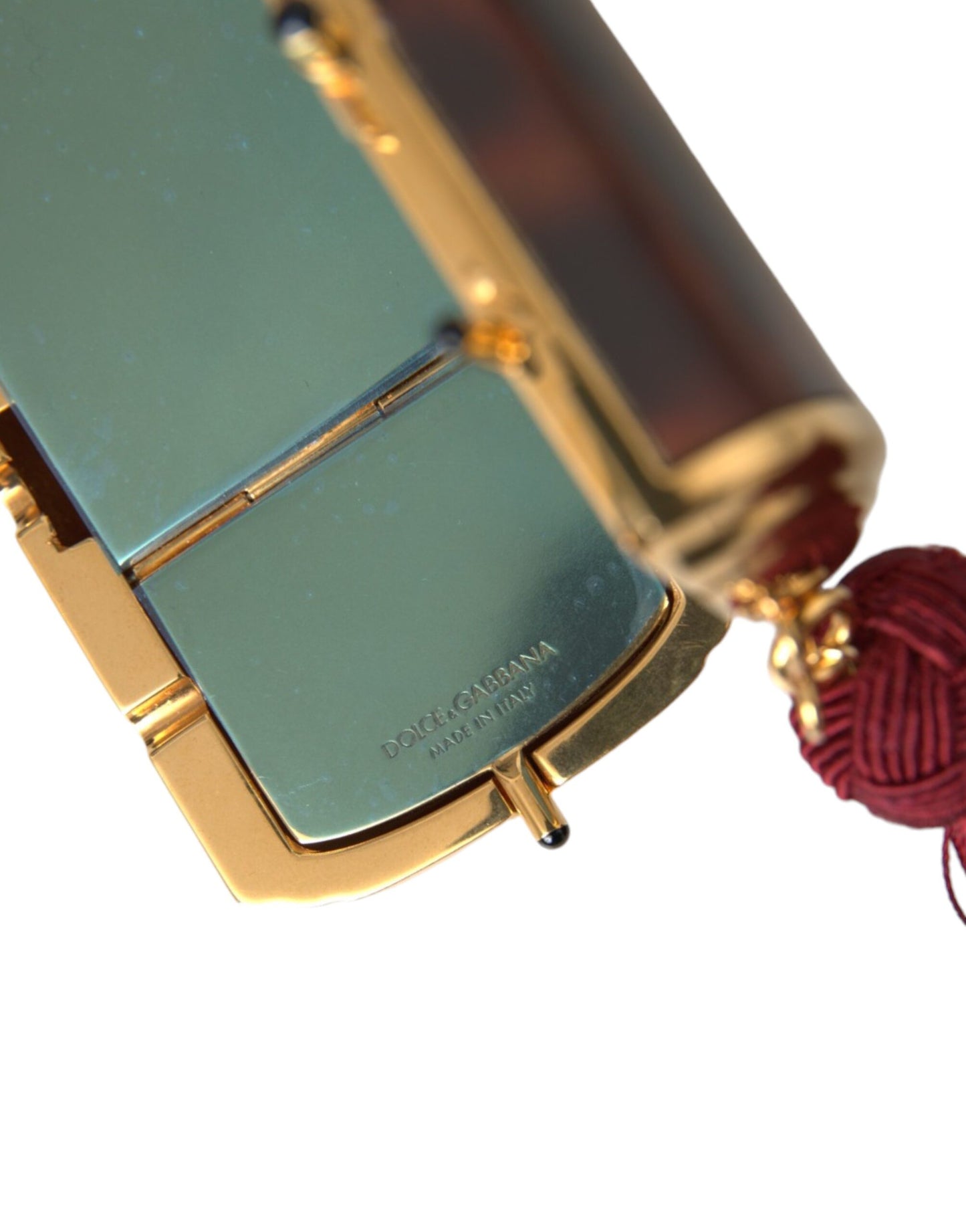 Dolce &amp; Gabbana – Make-up-Tasche mit Mini-Spiegel und Quaste in Braun mit Leopardenmuster