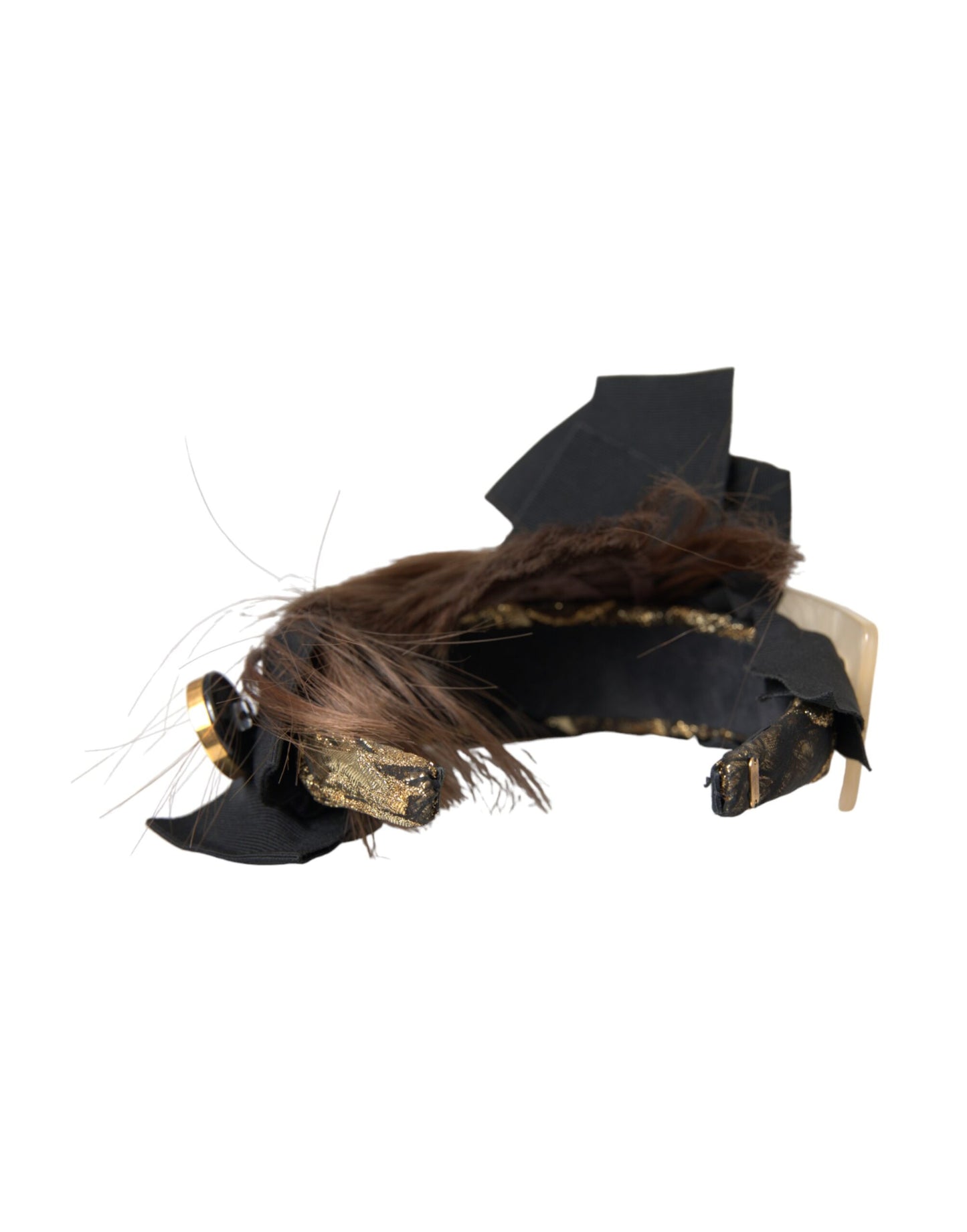 Dolce &amp; Gabbana Schwarz Kristall Knopf Braun Haar Frauen Stirnband Diadem