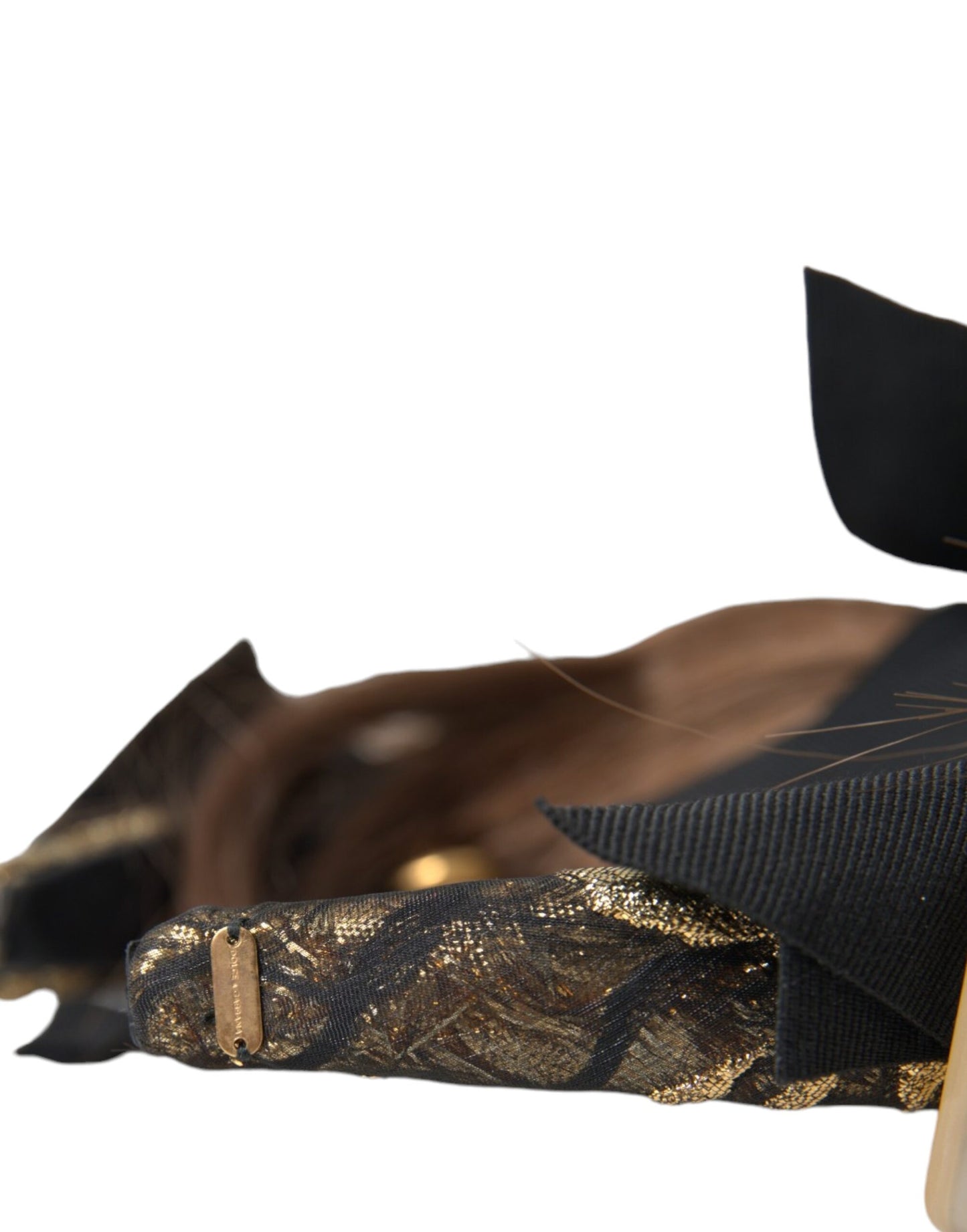 Dolce &amp; Gabbana Schwarz Kristall Knopf Braun Haar Frauen Stirnband Diadem