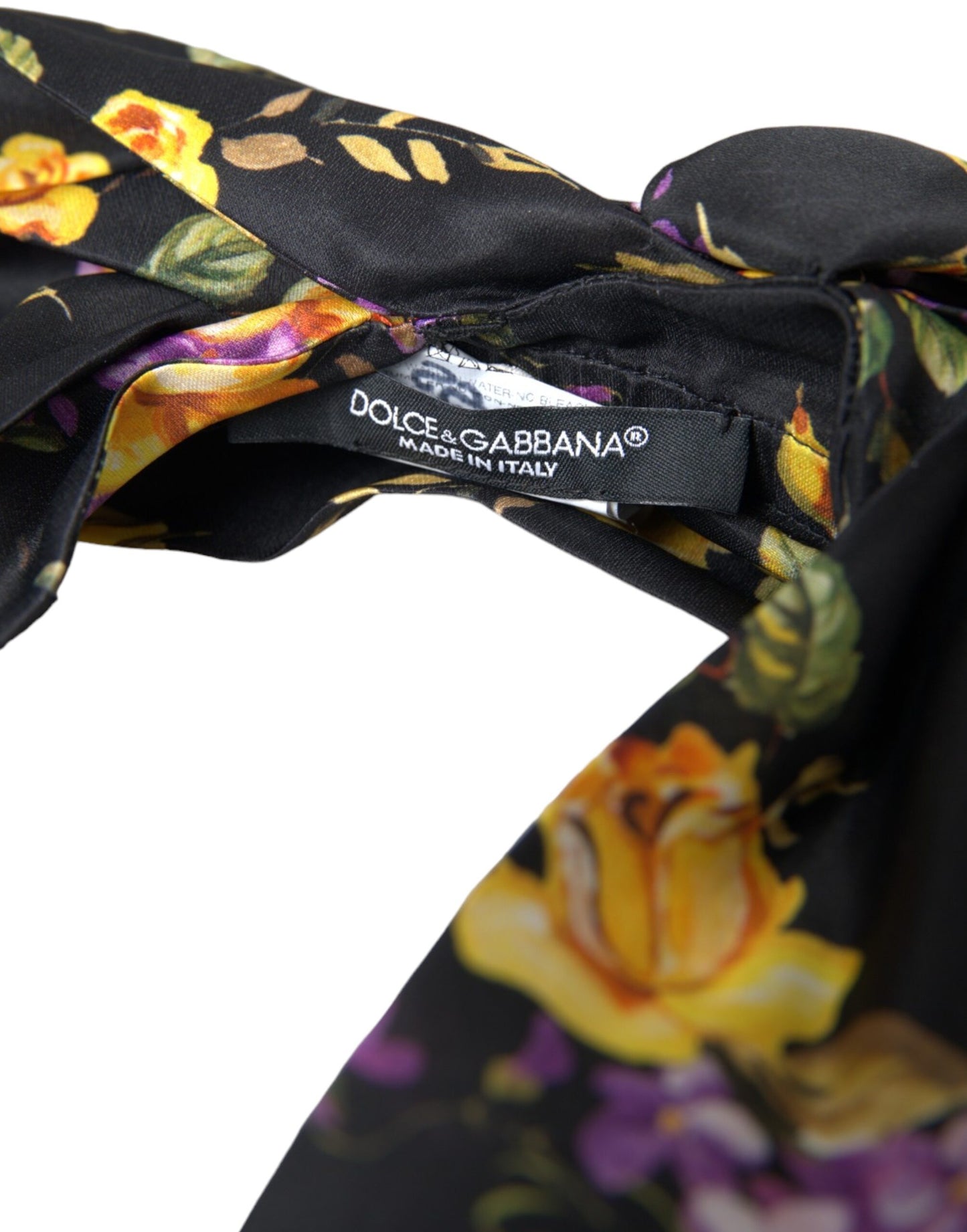 Dolce &amp; Gabbana Schwarzes Seiden-Stirnband mit Blumenapplikation für Damen