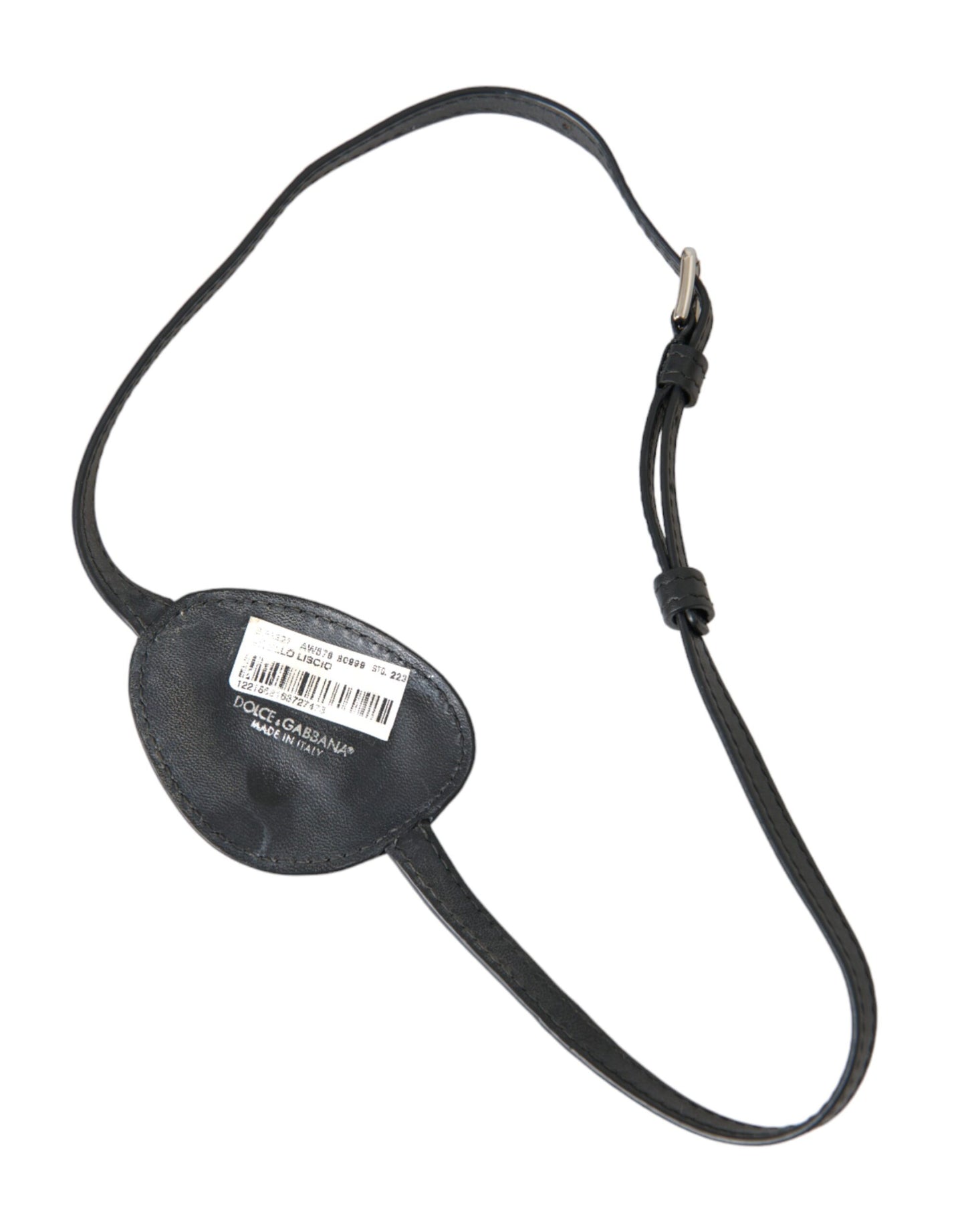 Dolce &amp; Gabbana – Augenklappe mit DG-Logo aus schwarzem Kalbsleder und Metall