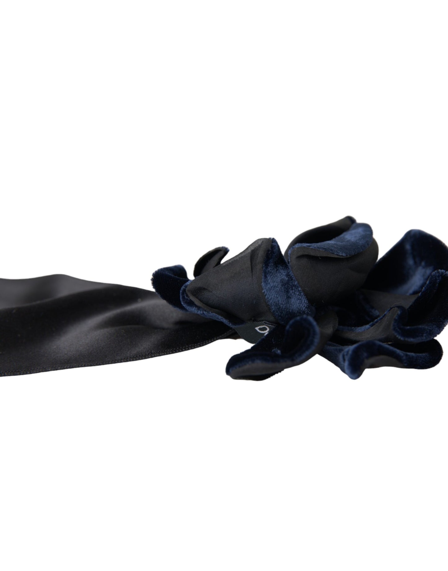 Dolce &amp; Gabbana Haarnadel mit Blumenmuster, schwarze Seide, goldenes Messing