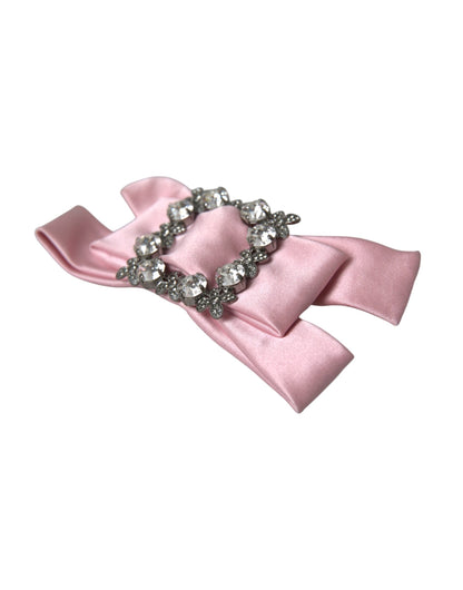 Dolce &amp; Gabbana Rosa Satin Kristall Schmuck Brosche Haarnadel
