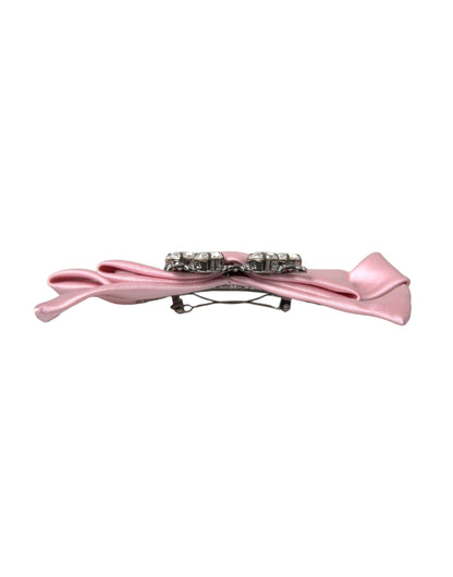 Dolce &amp; Gabbana Rosa Satin Kristall Schmuck Brosche Haarnadel