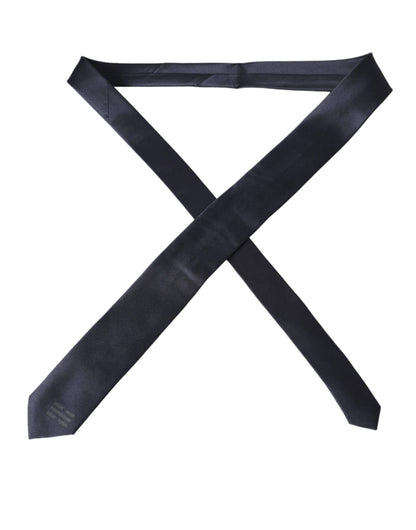 Dolce &amp; Gabbana Blaue, einfarbige, verstellbare Seidenkrawatte Herren