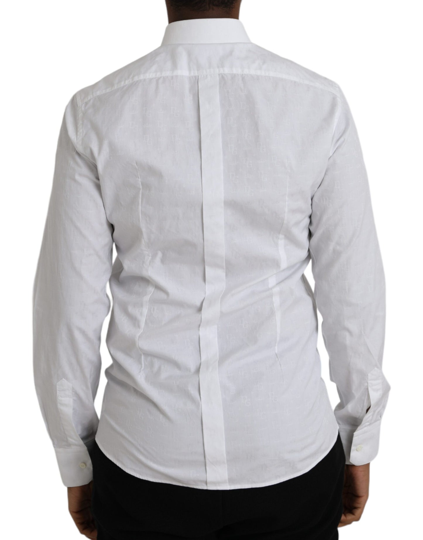 Dolce &amp; Gabbana Weißes Langarmkleid aus Baumwolle GOLD Hemd