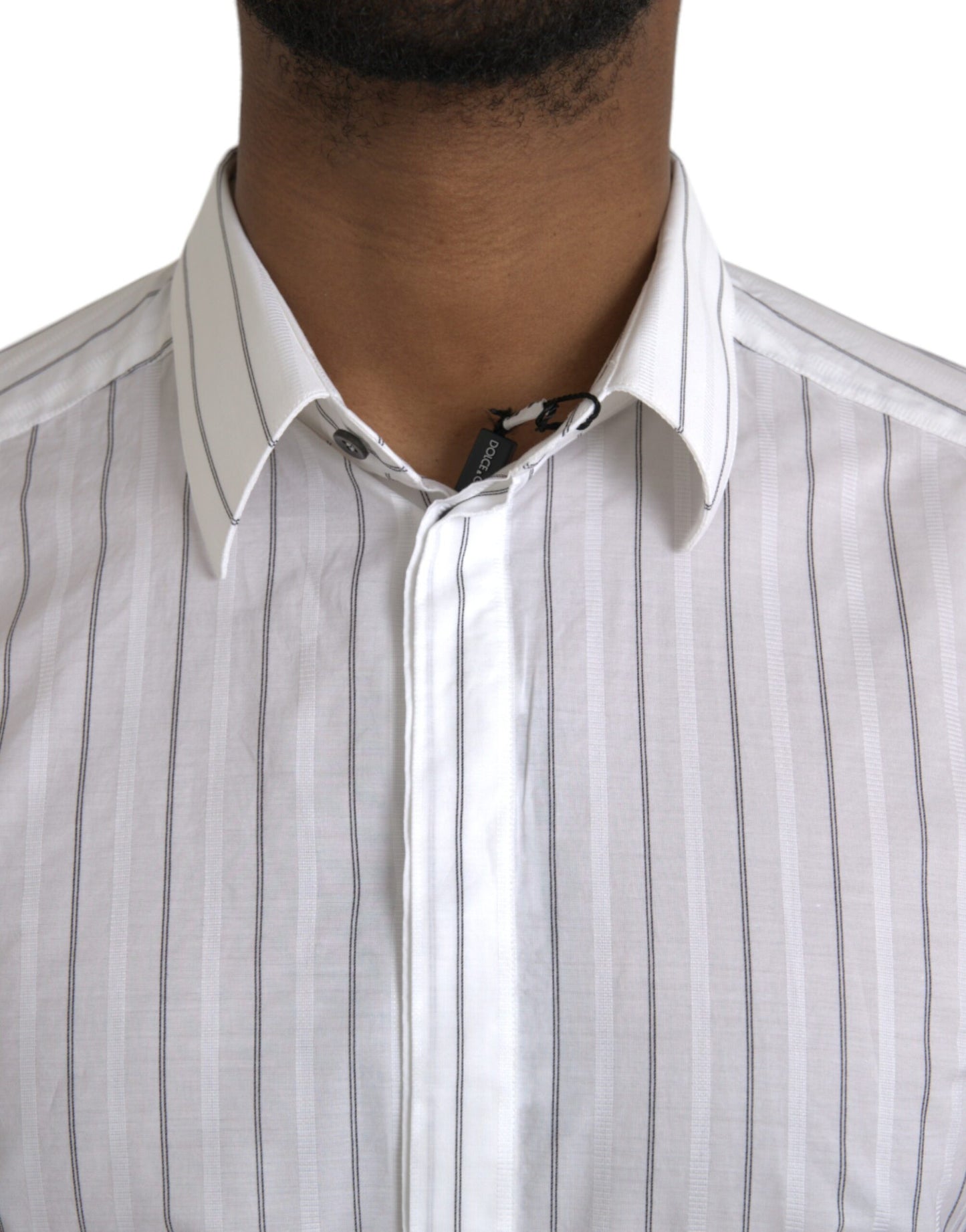 Dolce &amp; Gabbana Schwarz-Weiß gestreiftes Abendkleid GOLD Hemd